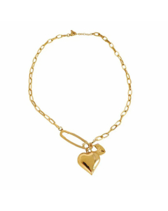 Women Paper Clip Splicing Plating Stainless Steel Necklaces Heart Shape Stainless Steel Necklace 