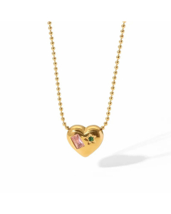 Jewelry Stainless Steel Heart Pendant Necklace Plating Zircon Stainless Steel Necklaces Wholesale