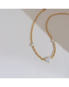Women Plating Zircon Stainless Steel Necklaces Sweet Heart Shape Stainless Steel Necklace 