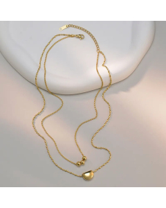Simple Style Layered Stainless Steel Necklaces Ball Stainless Steel Layered Necklaces -Gold Color