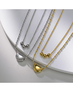 Simple Style Layered Stainless Steel Necklaces Ball Stainless Steel Layered Necklaces 