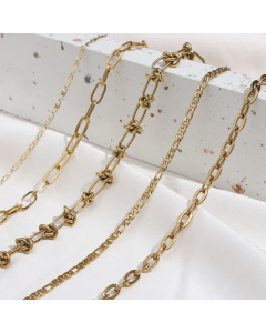 Exaggerated Button Knotted Clavicle Chain Necklace Patchwork Style Plating Stainless Steel Necklaces