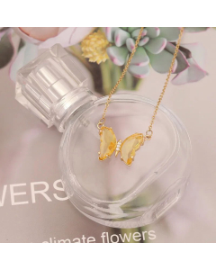Plating Glass Stainless Steel Necklaces Sweet Butterfly Stainless Steel Necklace 