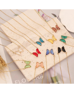 Plating Glass Stainless Steel Necklaces Sweet Butterfly Stainless Steel Necklace 
