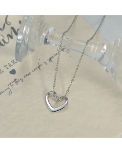 Plain Hollow Heart Shape Stainless Steel Necklace Plating Stainless Steel Necklaces-Steel Color