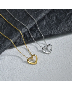 Plain Hollow Heart Shape Stainless Steel Necklace Plating Stainless Steel Necklaces