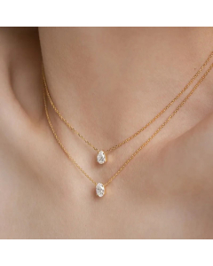 Elegant Water Droplets Diamond Titanium Steel Pendant Necklace Artificial Rhinestones Stainless Steel Necklaces