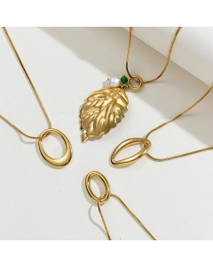 Fashion Leaves Stainless Steel Necklace Circle Plating Stainless Steel Necklaces