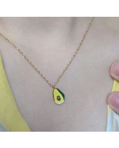 Fashion Avocado Titanium Steel Epoxy Pendant Necklace Stainless Steel