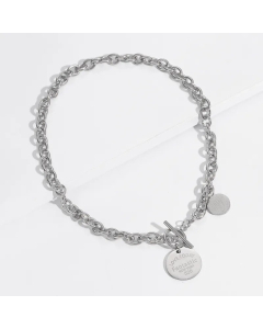Punk Round Stainless Steel Pendant Necklace OT Buckle Plating Stainless Steel Necklaces
