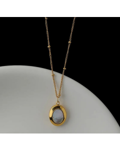 Fashion Oval Stainless Steel Pendant Necklace Plating Shell Stainless Steel Necklaces