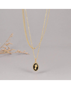 Fashion Portrait Stainless Steel Layered Necklaces Epoxy Stainless Steel Necklaces