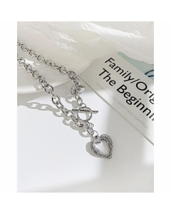 Hip-Hop Plating Chain Stainless Steel Necklaces Heart Shape Stainless Steel Necklace 