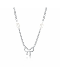 Fashion Plating Chain Stainless Steel Necklaces Bow Knot Stainless Steel Necklace 