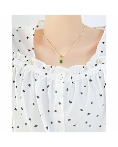 Elegant Plating Zircon Stainless Steel Necklaces Square Stainless Steel Necklace 