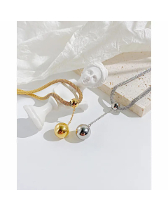Simple Daily Style Stainless Steel Necklace Ball Plating Stainless Steel Necklaces