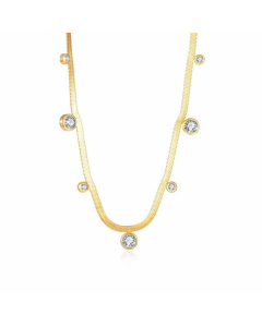 Fashion Plating Inlay Zircon Stainless Steel Necklaces Geometric Stainless Steel Necklace 