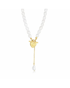 Elegant Beaded Pearl Stainless Steel Necklaces Heart Shape Stainless Steel Necklace 
