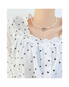 Elegant Beaded Pearl Stainless Steel Necklaces Heart Shape Stainless Steel Necklace 