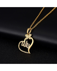 Fashion Heart Shape Stainless Steel Inlay Zircon Round Necklace Sun Plating Stainless Steel Necklaces