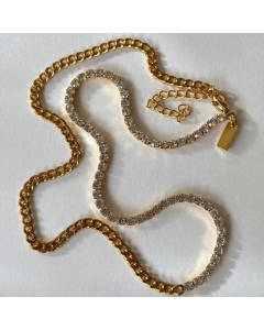 Luxurious Splicing Chain Inlay Zircon Stainless Steel Necklaces 