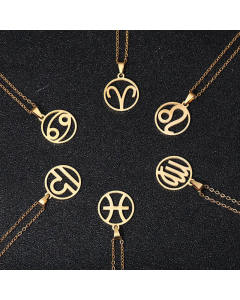 Simple Style Plating Stainless Steel Necklaces 12 Constellation Stainless Steel Necklace 