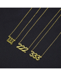 Simple Style Plating Stainless Steel Necklaces Number Stainless Steel Necklace 