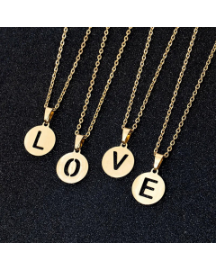 Plating Stainless Steel Necklaces Hollow Letter Round Stainless Steel Necklace