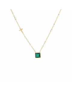 Fashion Plating Natural Stone Stainless Steel Necklaces Square Stainless Steel Necklace
