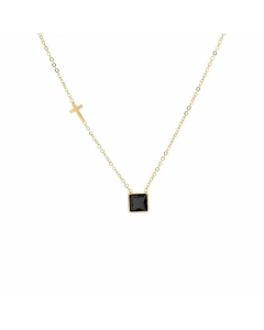 Fashion Plating Natural Stone Stainless Steel Necklaces Square Stainless Steel Necklace
