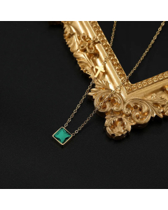 Fashion Plating Natural Stone Stainless Steel Necklaces Square Stainless Steel Necklace
