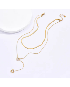 Fashion Layered Stainless Steel Necklaces Hollow Heart Shape Titanium Steel Necklace 