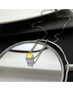 Fashion Plating Glass Geometric Titanium Steel Necklace
