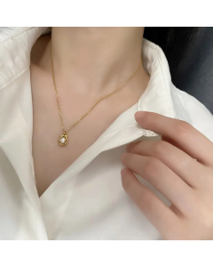 Elegant Geometric Plating Pearl Necklaces Titanium Steel
