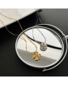 Elegant Titanium Steel Four Leaf Clover Necklace