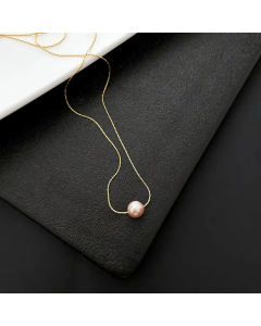 Elegant Irregularity Pearl  Titanium Steel Necklaces Wholesale-Gold Color-01-Purple