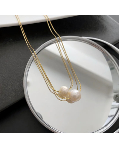 Elegant Irregularity Pearl  Titanium Steel Necklaces Wholesale