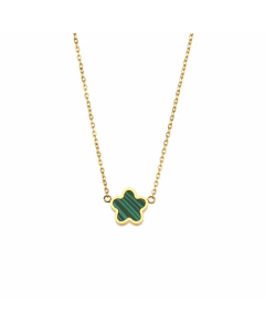 Retro Small Flower Stainless Steel Pendant Necklace Plating Stainless Steel Stud Earrings-01-Green