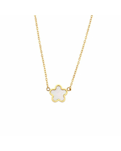Retro Small Flower Stainless Steel Pendant Necklace Plating Stainless Steel Stud Earrings-01-White