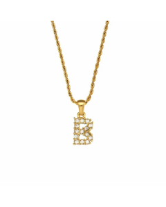 Fashion Plating Zircon Stainless Steel Necklaces Letter Stainless Steel Pendant Necklace 