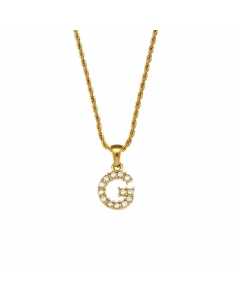 Fashion Plating Zircon Stainless Steel Necklaces Letter Stainless Steel Pendant Necklace 