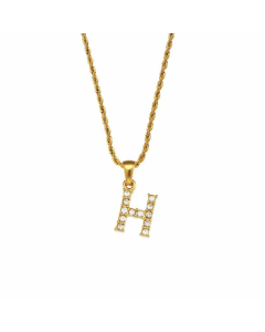 Fashion Plating Zircon Stainless Steel Necklaces Letter Stainless Steel Pendant Necklace 