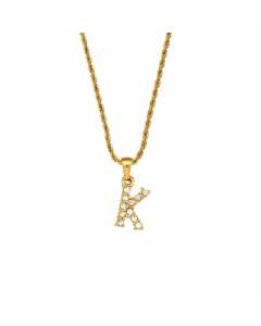 Fashion Plating Zircon Stainless Steel Necklaces Letter Stainless Steel Pendant Necklace 