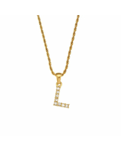 Fashion Plating Zircon Stainless Steel Necklaces Letter Stainless Steel Pendant Necklace 