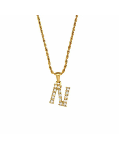 Fashion Plating Zircon Stainless Steel Necklaces Letter Stainless Steel Pendant Necklace 