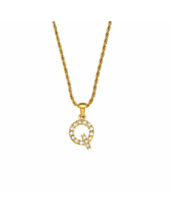 Fashion Plating Zircon Stainless Steel Necklaces Letter Stainless Steel Pendant Necklace 