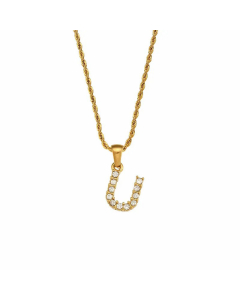 Fashion Plating Zircon Stainless Steel Necklaces Letter Stainless Steel Pendant Necklace 