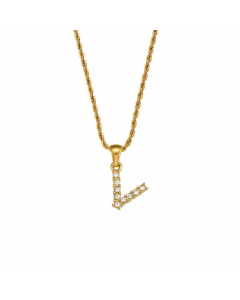 Fashion Plating Zircon Stainless Steel Necklaces Letter Stainless Steel Pendant Necklace 