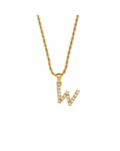 Fashion Plating Zircon Stainless Steel Necklaces Letter Stainless Steel Pendant Necklace 