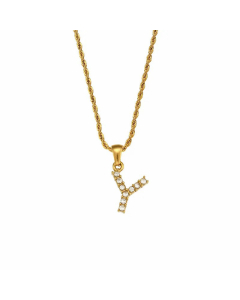 Fashion Plating Zircon Stainless Steel Necklaces Letter Stainless Steel Pendant Necklace 